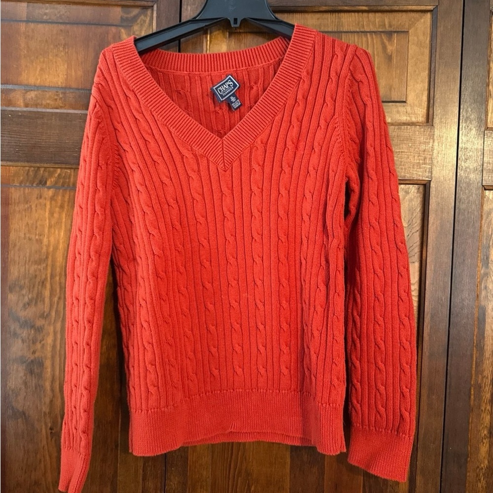 Chaps Women's Red Cable Knit Sweater